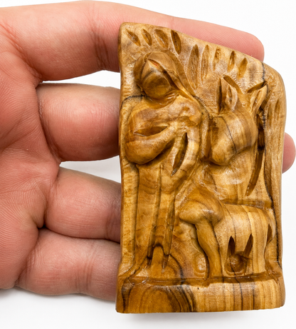 Olive Wood Nativity Set sheep figure held in hand, hand carved olive wood Bethlehem
