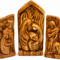 Handmade Olive Wood Nativity Set, 3-Piece Hand Carved Holy Family Relief Panels from Bethlehem, 3.9 inch