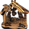 Handmade Olive Wood 3D Nativity Stable Christmas Ornament from Bethlehem