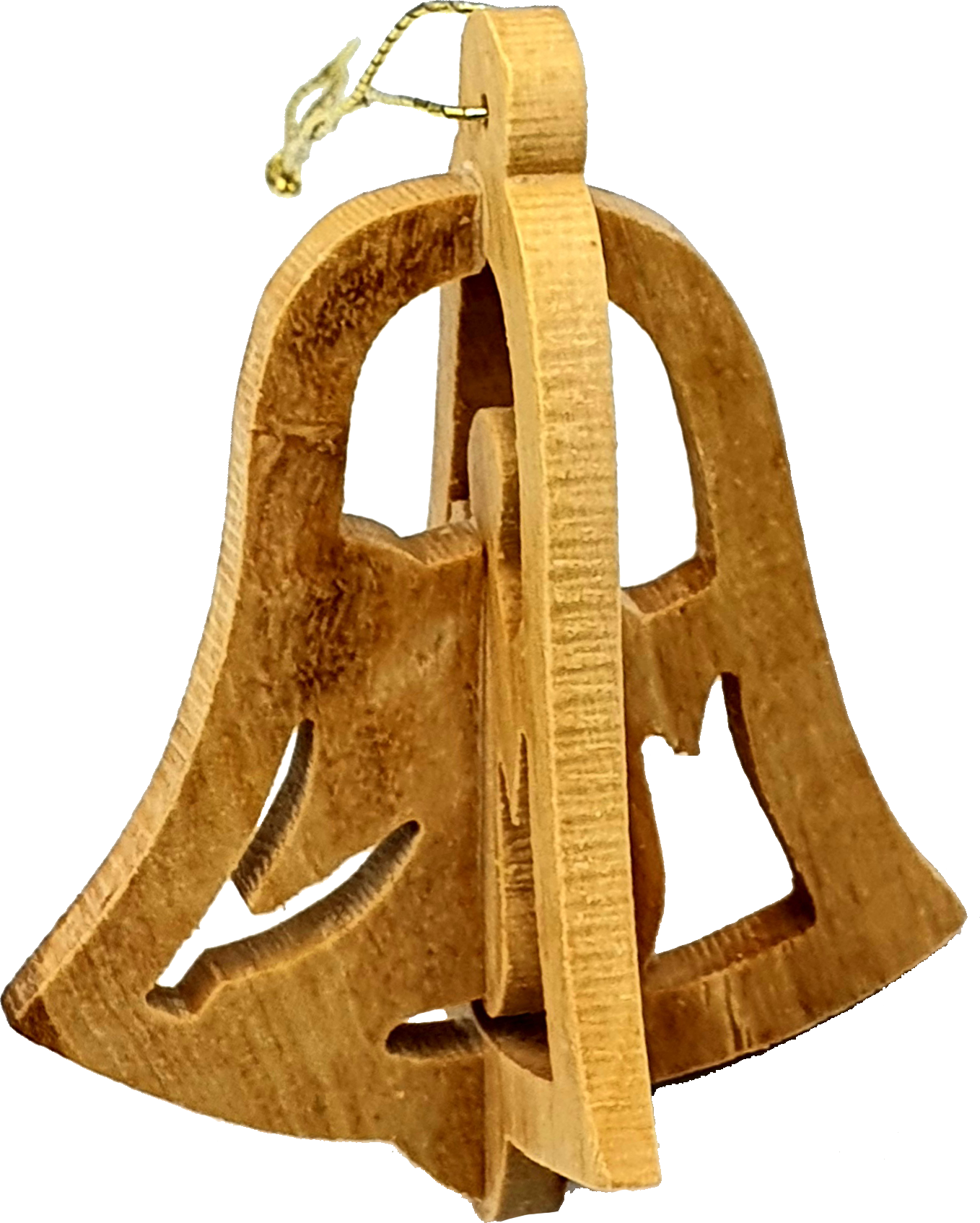 Handmade olive wood Christmas ornament from Bethlehem, hand carved Christian artisan workshop (ORN007)