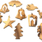 Hand-Carved Olive Wood Ornament Set from Bethlehem, Assorted Christmas Shapes
