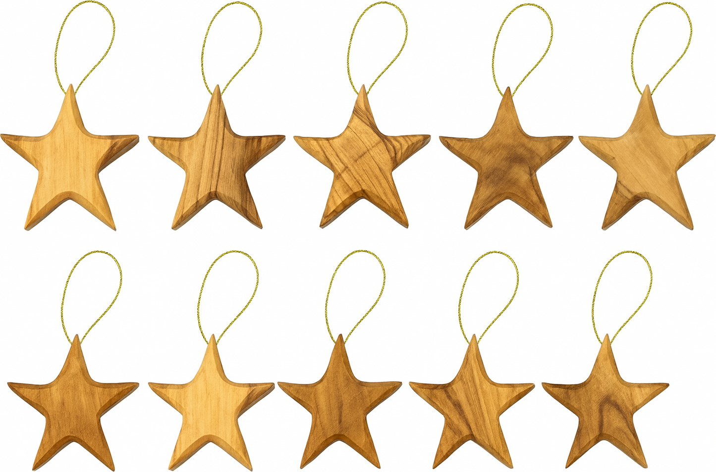 Handmade olive wood Christmas ornament from Bethlehem, hand carved Christian artisan workshop (ORN207)