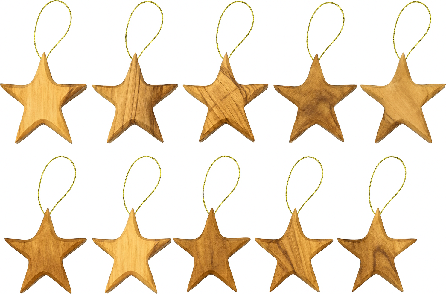 Handmade olive wood Christmas ornament from Bethlehem, hand carved Christian artisan workshop (ORN207)