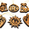 Handcrafted Olive Wood Ornament Collection Set of Six