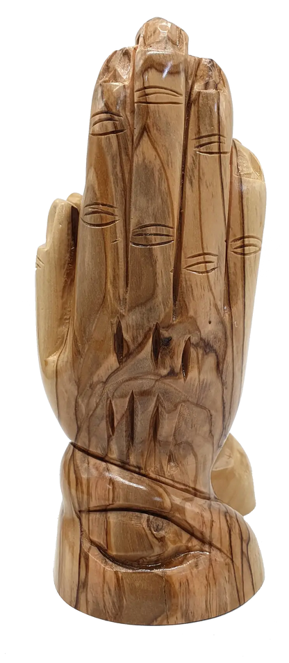 Olive wood praying hands sculpture handcrafted in holy land - figures
