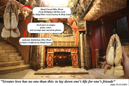 Olive wood praying hands sculpture handcrafted in holy land - figures