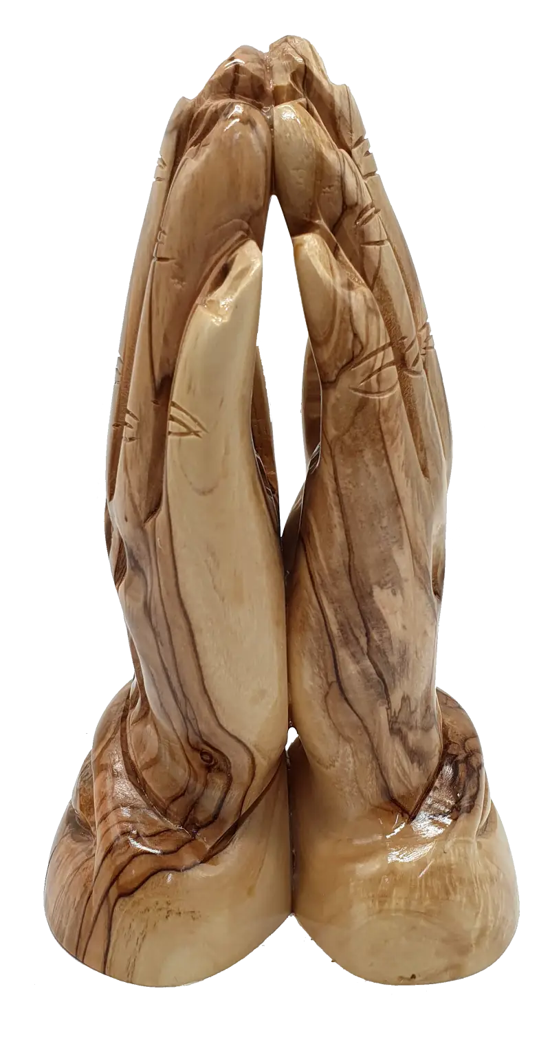 Olive wood praying hands sculpture handcrafted in holy land - figures
