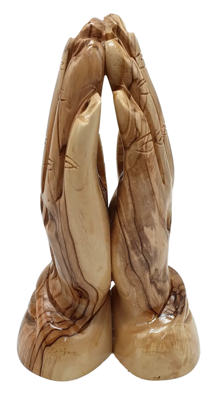 Olive wood praying hands sculpture handcrafted in holy land - figures