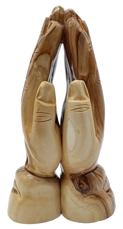 Olive wood praying hands sculpture handcrafted in holy land - figures