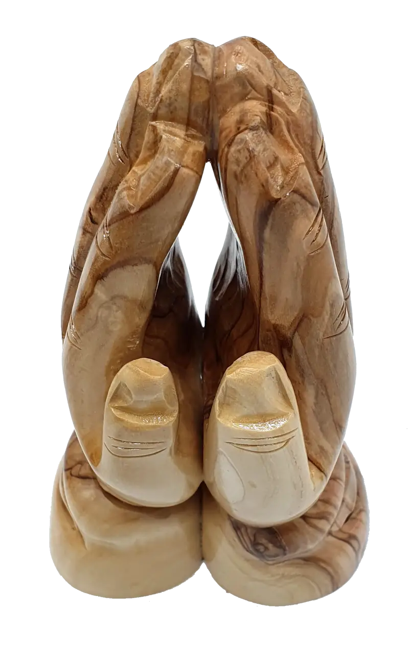 Olive wood praying hands sculpture handcrafted in holy land - figures