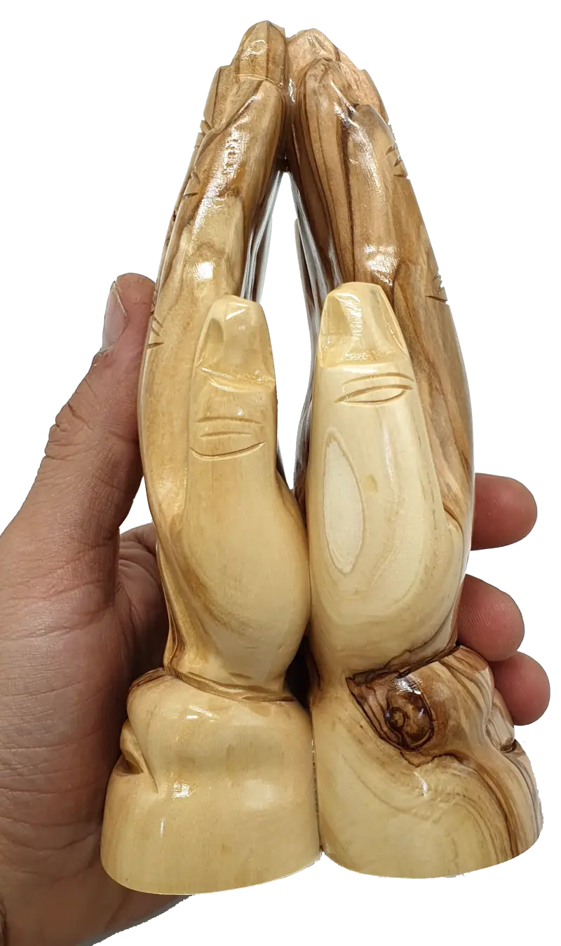 Olive wood praying hands sculpture handcrafted in holy land - figures