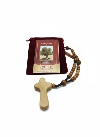 Olive wood rosary handmade in bethlehem – 11” catholic wooden with 33 beads available as 1 piece or set of 3 includes