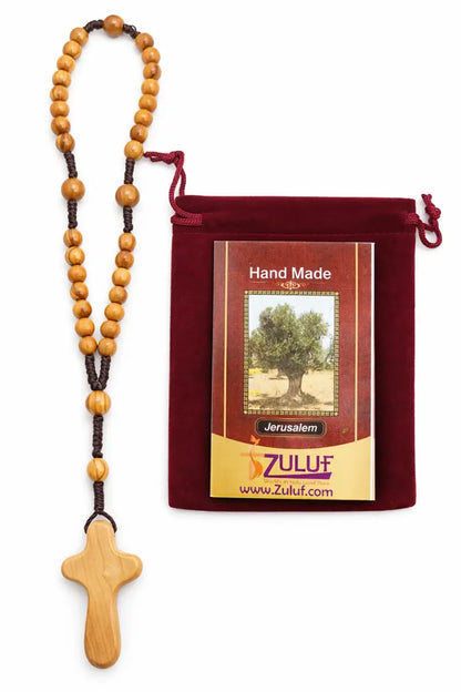 Olive wood rosary handmade in bethlehem – 11” catholic wooden with 33 beads available as 1 piece or set of 3 includes