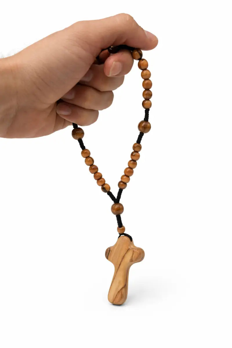 Olive wood rosary handmade in bethlehem – 11” catholic wooden with 33 beads available as 1 piece or set of 3 includes
