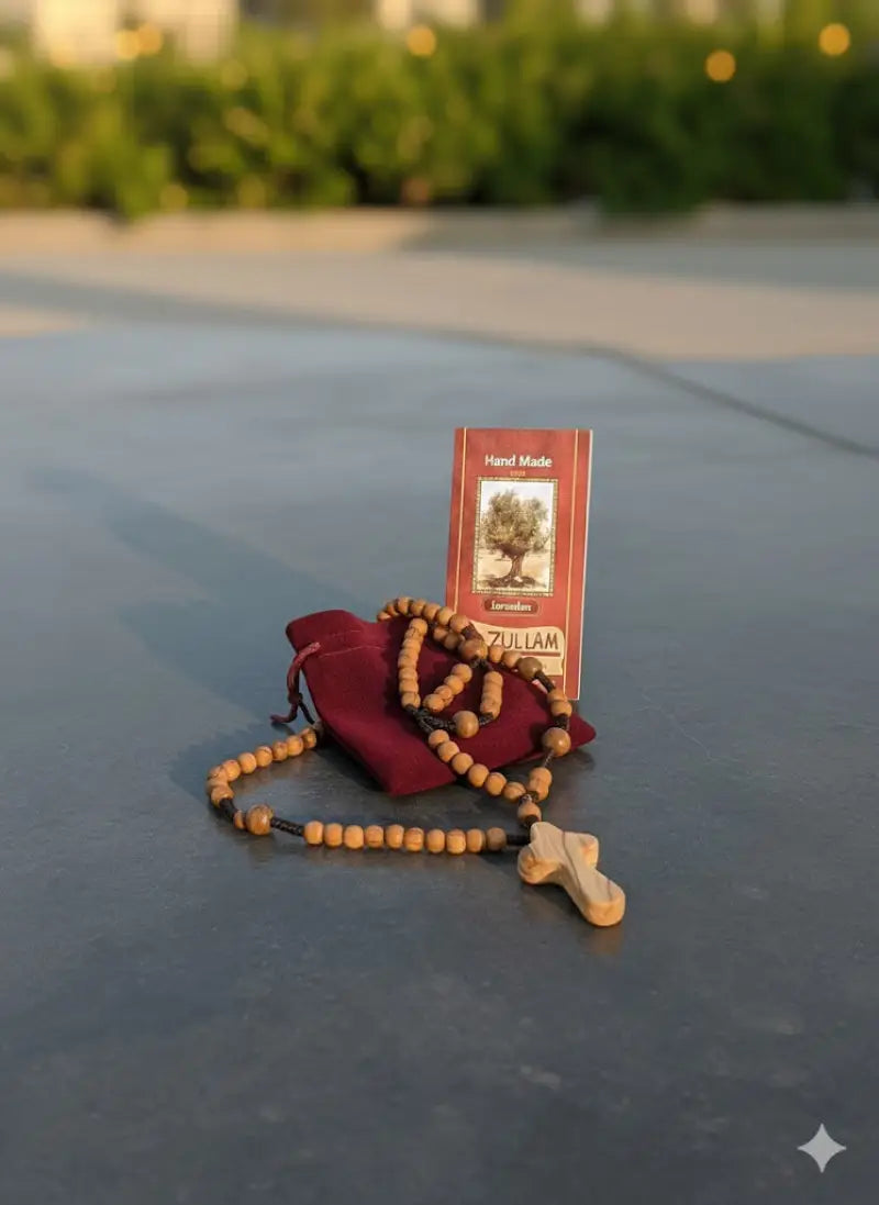 Olive wood rosary handmade in bethlehem – 11” catholic wooden with 33 beads available as 1 piece or set of 3 includes