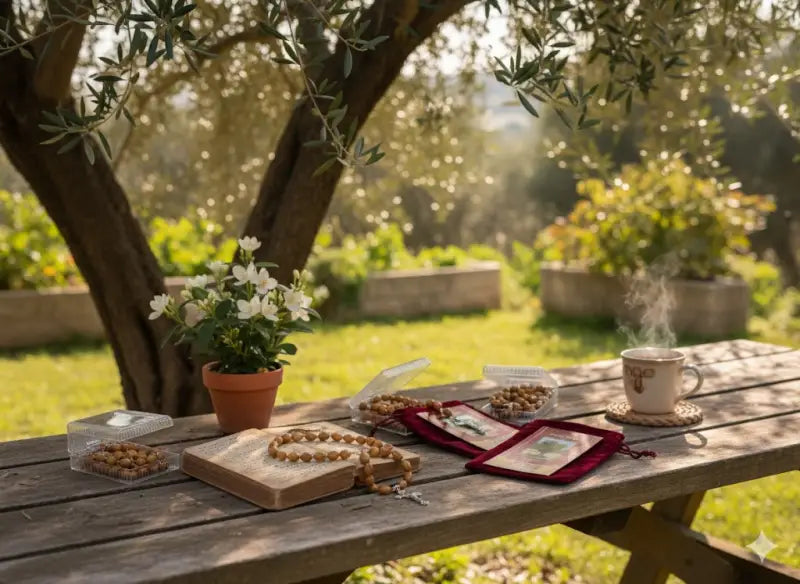 Olive wood rosary handmade in bethlehem – 21.6” catholic with metal crucifix includes velvet bag plastic gift box &