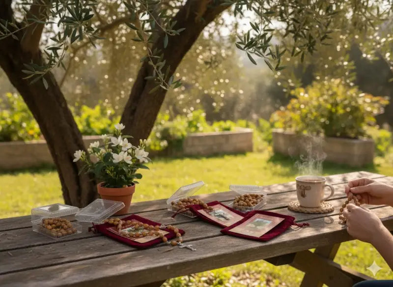 Olive wood rosary handmade in bethlehem – 21.6” catholic with metal crucifix includes velvet bag plastic gift box &