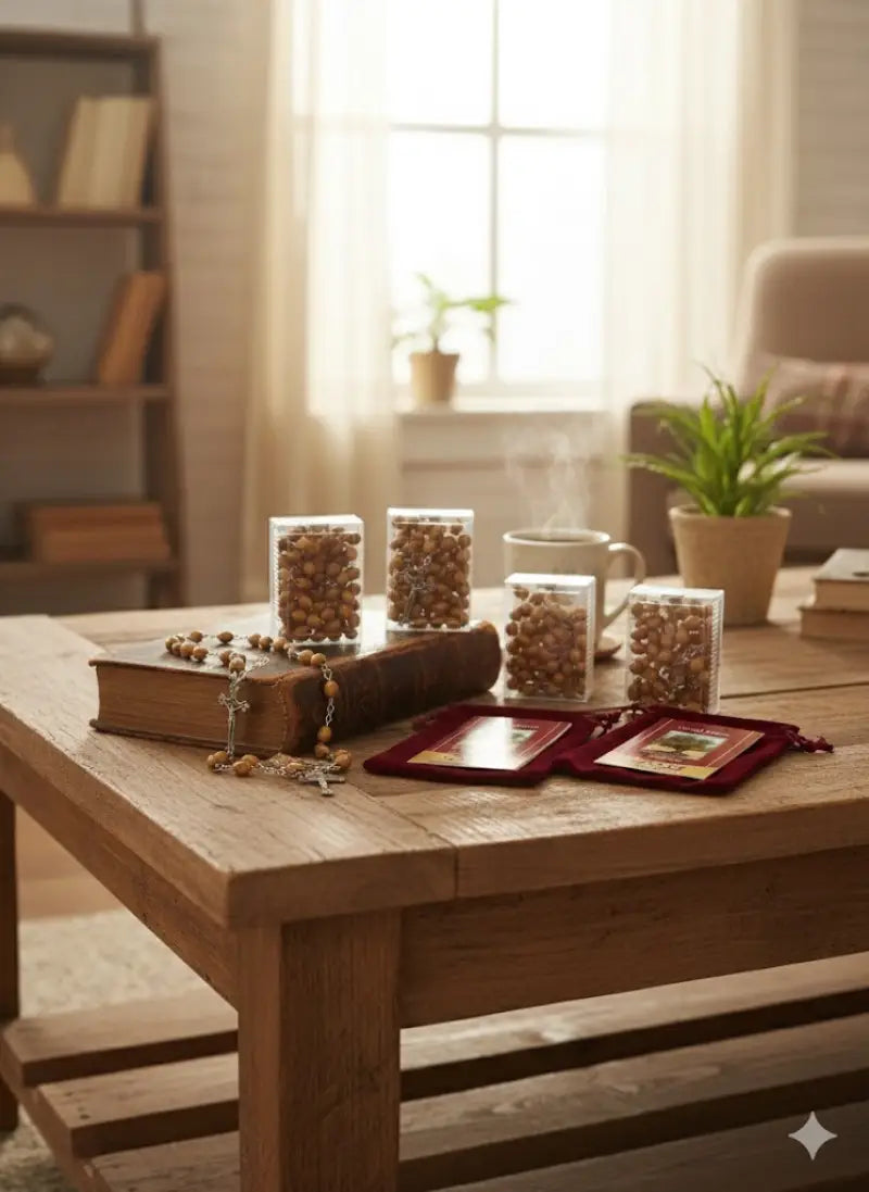 Olive wood rosary handmade in bethlehem – 21.6” catholic with metal crucifix includes velvet bag plastic gift box &