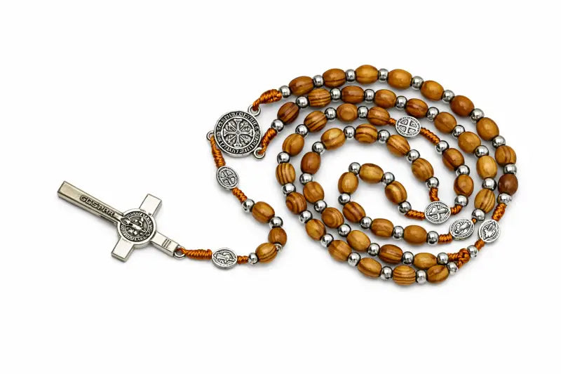Olive wood rosary with metal crucifix & medals | classic prayer - 1 - rosaries
