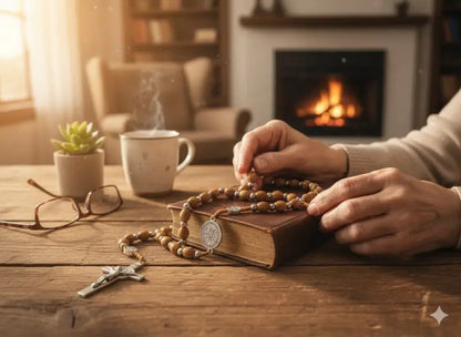 Olive wood rosary with metal crucifix & medals | classic prayer - rosaries