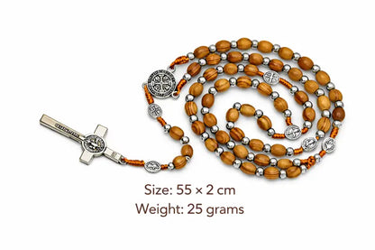 Olive wood rosary with metal crucifix & medals | classic prayer - rosaries
