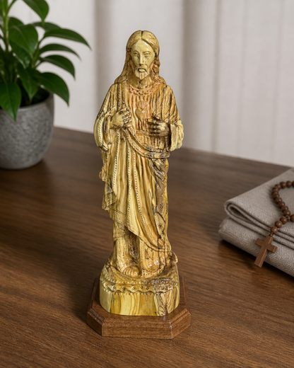 Bethlehem Sacred Heart of Jesus sculpture viewed from a raised display angle