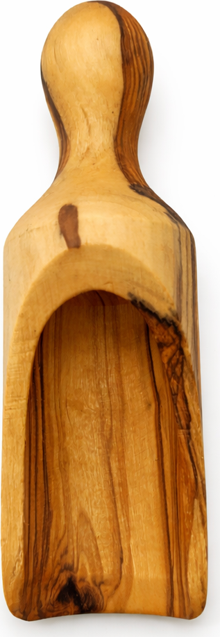 Handmade olive wood spice scoop from Bethlehem additional view from Bethlehem Holy Land