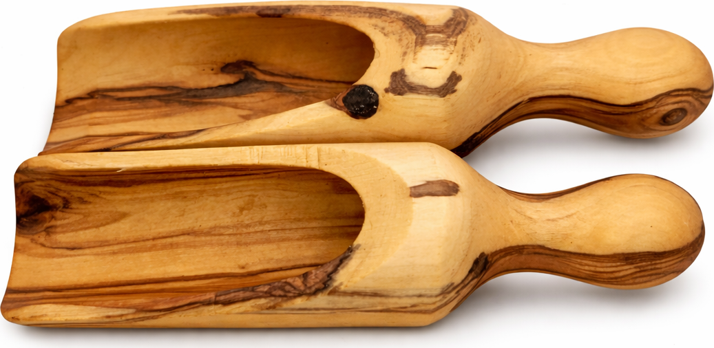 Handmade olive wood spice scoop from Bethlehem lifestyle from Bethlehem Holy Land