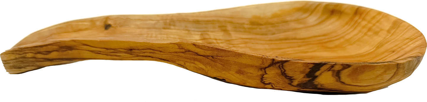 Handmade olive wood spoon rest from Bethlehem top view from Bethlehem Holy Land