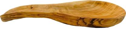 Handmade olive wood spoon rest from Bethlehem top view from Bethlehem Holy Land