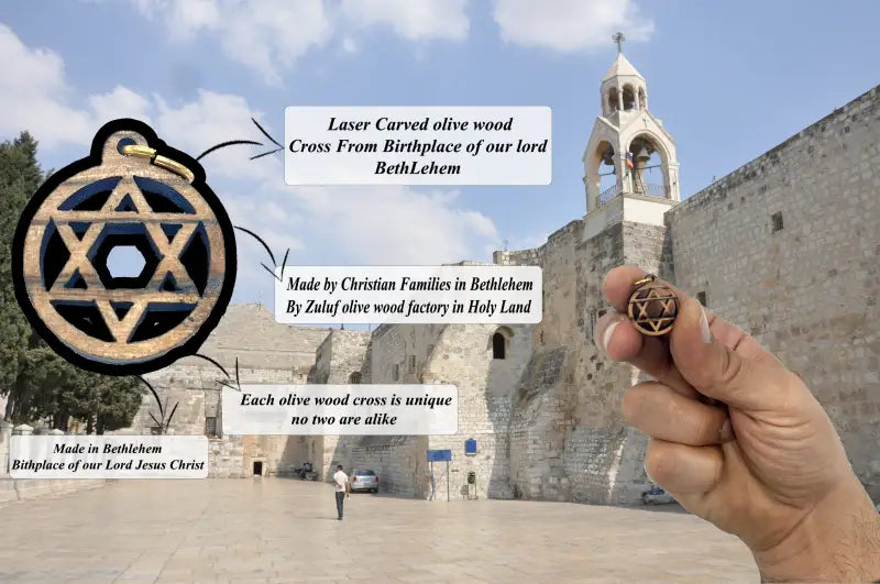 Olive wood star of david charms set 10 - charm