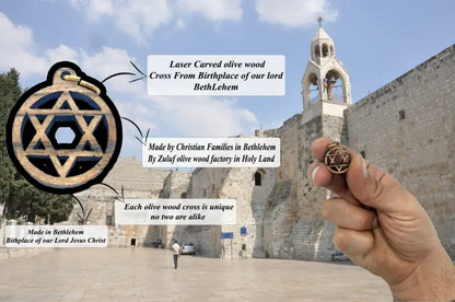 Olive wood star of david charms set 10 - charm