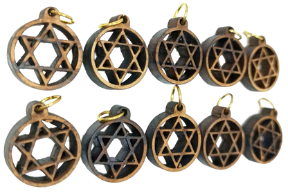 Olive wood star of david charms set 10 - charm