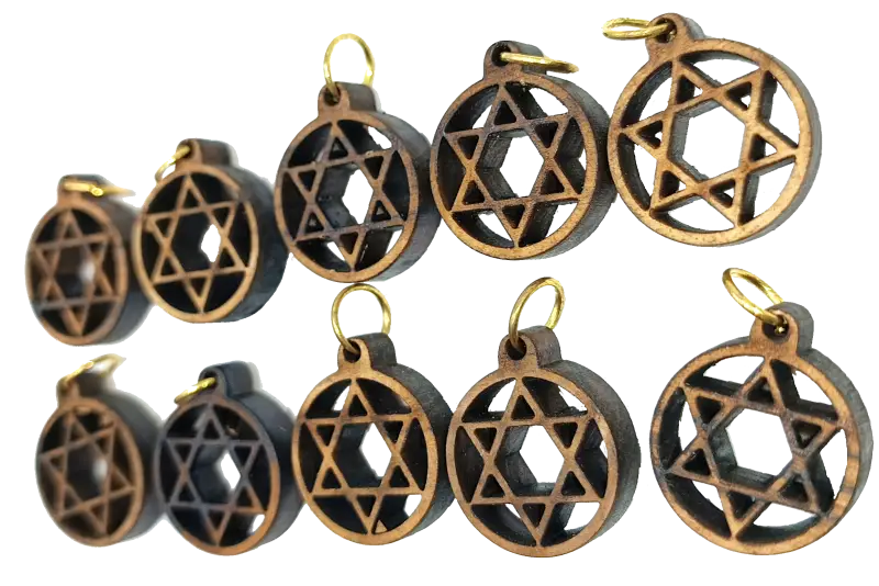 Olive wood star of david charms set 10 - charm