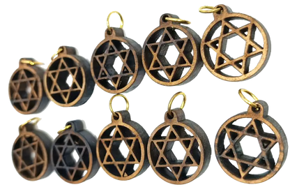 Olive wood star of david charms set 10 - charm