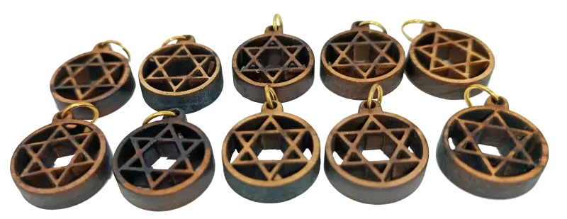 Olive wood star of david charms set 10 - charm
