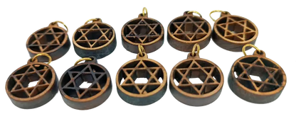 Olive wood star of david charms set 10 - charm