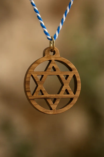 Olive wood star of david charms set 10 - charm
