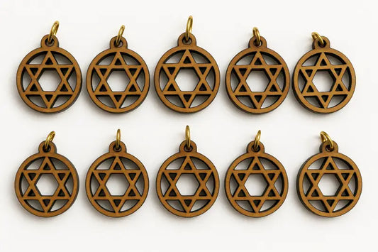 Olive wood star of david charms set 10 - charm