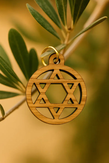 Olive wood star of david charms set 10 - charm
