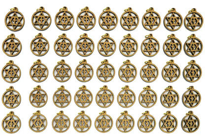 Olive wood star of david with cross charms faith unity set - 50