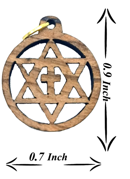 Olive wood star of david with cross charms faith unity set