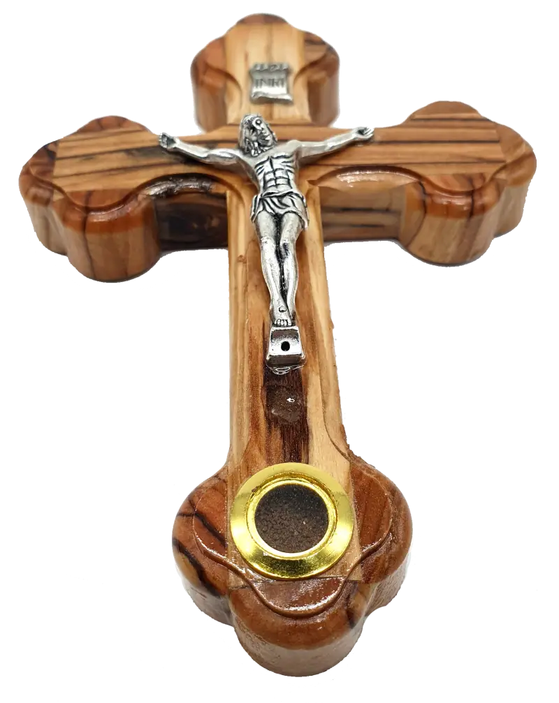 Orthodox Olive Wood Cross with Holy Land Soil | Zuluf Orthodox Olive Wood Cross with Holy Land Soil | Zuluf