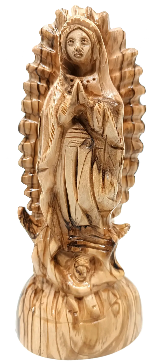 Our lady of guadalupe statue handcrafted from bethlehem olive wood - figures