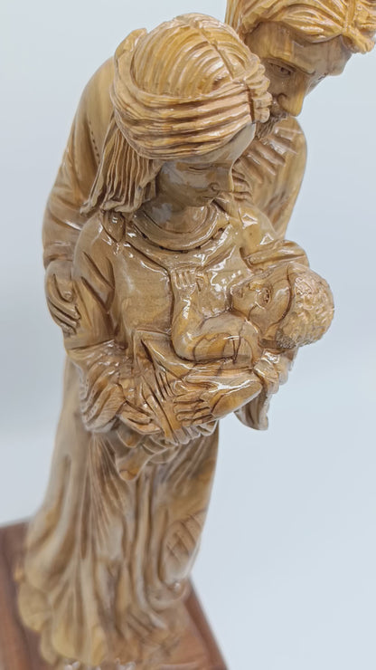 Hand Carved Olive Wood Holy Family Statue – Mary, Joseph & Baby Jesus | Handmade in Bethlehem