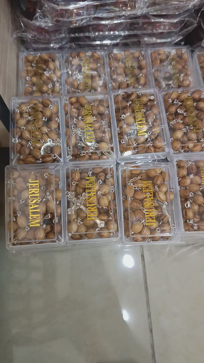 Olive Wood & Metal Rosary – Made in Bethlehem –