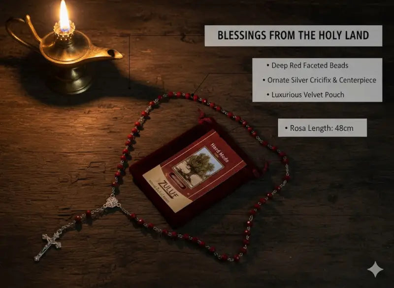 Red rosary with silver-tone chain – 47 cm lightly scented beads - rosaries