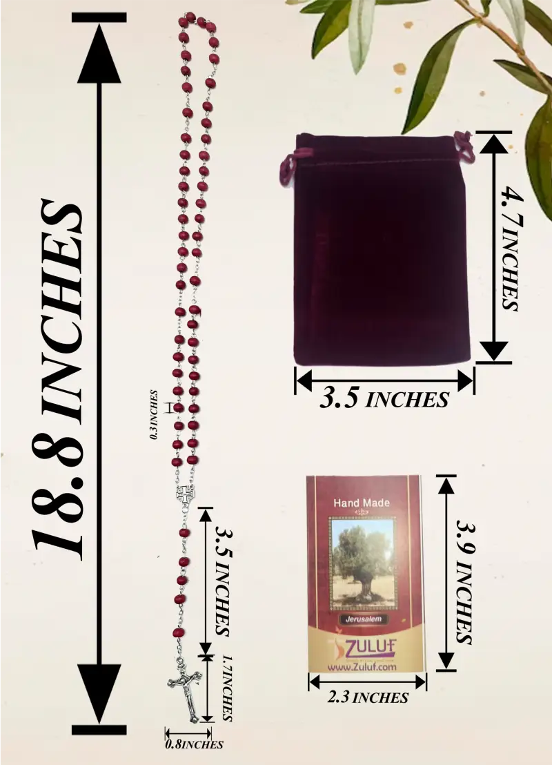 Red rosary with silver-tone chain – 47 cm lightly scented beads - rosaries