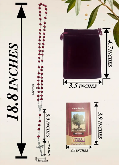 Red rosary with silver-tone chain – 47 cm lightly scented beads - rosaries