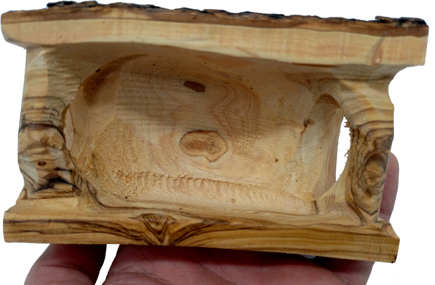 Hand-Carved Olive Wood Mini Tabletop Cave Stable Nativity from Bethlehem